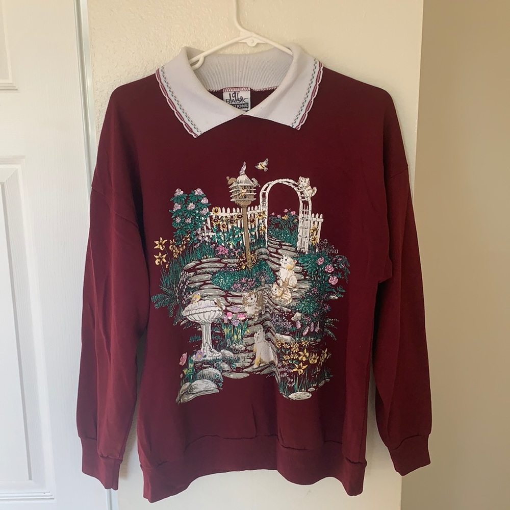 Vintage Collared Cat Sweater